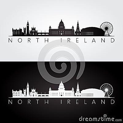 North Ireland skyline and landmarks silhouette Vector Illustration