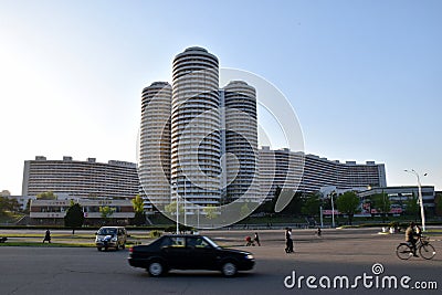 North Korea city Pyongyang street scene Editorial Stock Photo