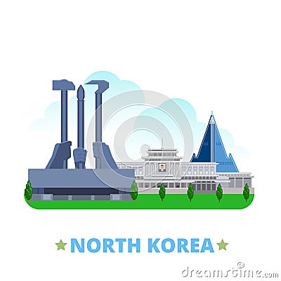 North Korea country design template Flat cartoon s Vector Illustration