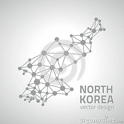 North Korea dot grey vector outline map Vector Illustration