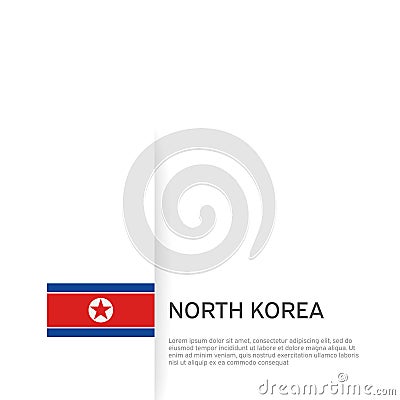 North korea flag background. State patriotic north korean banner, cover. Democratic People Republic of Korea flag. DPRK. Template Vector Illustration