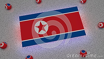 North korea Flag red white blue star Stock Photo
