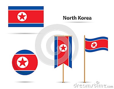 North korea flags Vector Illustration