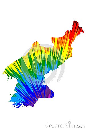 North Korea - map is designed rainbow abstract colorful pattern, Democratic Peoples Republic of Korea DPRK, DPR map made of Vector Illustration