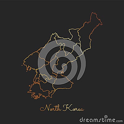 North Korea region map: golden gradient outline. Vector Illustration