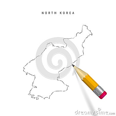 North Korea freehand sketch outline vector map isolated on white background Stock Photo