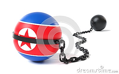 North Korea tied to a Ball and Chain Stock Photo