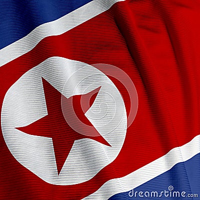 North Korean Flag Closeup Stock Photo