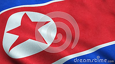 North korean flag waving in the wind isolated North korea Stock Photo
