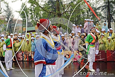 North Korean Pyongyang folk dancers Editorial Stock Photo