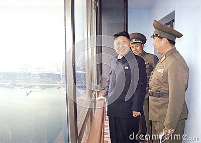 North Korean Supreme Leader Kim Jong-un with comrades Editorial Stock Photo