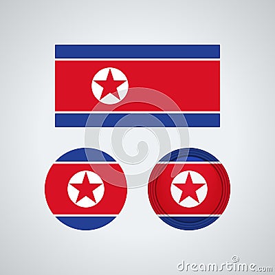 North Korean trio flags, illustration Vector Illustration