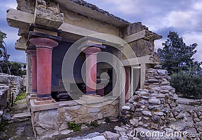The North Lustral Basin room at the archaeological site of knossos Stock Photo