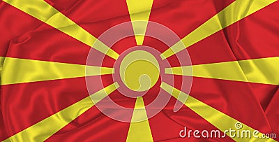 Silk North Macedonia Flag Stock Photo