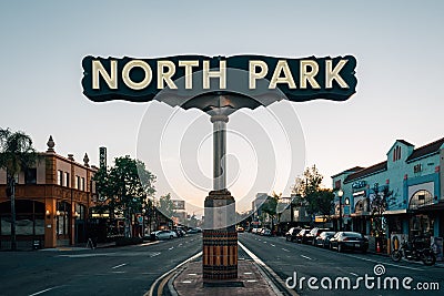 North Park sign at sunset, in San Diego, California Stock Photo