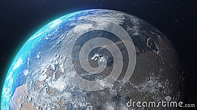 North Pole, Earth Space view Map ,Outer Space Travel Concept 3D , North Pole Stock Photo