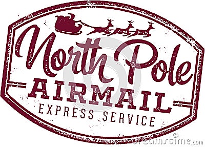 North Pole Santa Claus Letter Postmark Vector Illustration