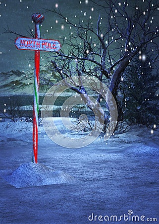 North Pole Sign Stock Photo