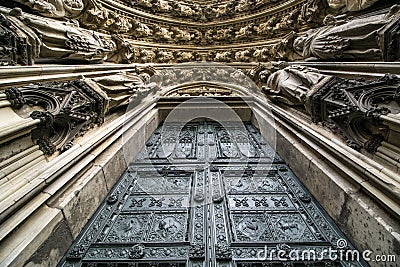 North portal at Cologne Cathedral, Germany Stock Photo