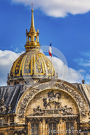 North Portal Golden Dome Church Les Invalides Paris France Stock Photo