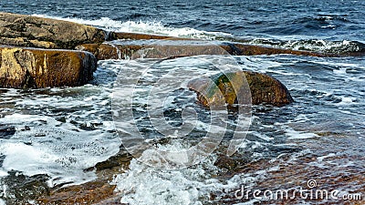 North sea, rocks, wave, clear water. Background image, landscape, close-up Stock Photo