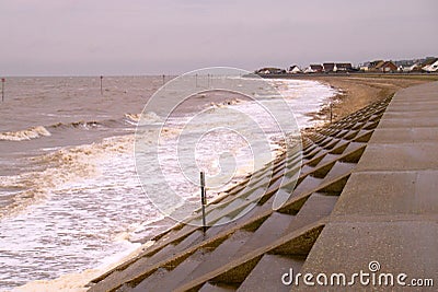 Windy day on Heacham`s north promenade. Stock Photo