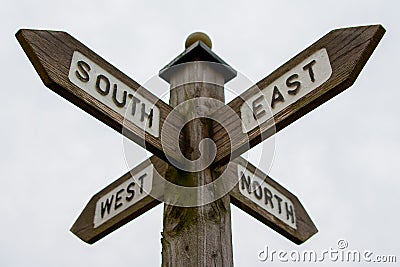 North South East West Signpost Stock Photo