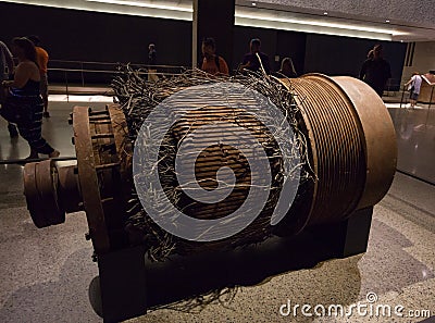 North Tower elevator winch, National September 11 Memorial and M Editorial Stock Photo