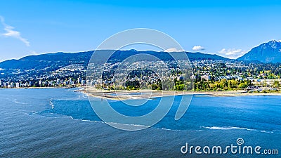 The Burrard Inlet, the entrance into Vancouver harbor in BC, Canada Stock Photo