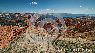 North View Trail and Panorama of Hoodoos Formation in Cedar Breaks National Monument, Brian Head, Utah Stock Photo