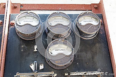 North Wales 5th Sept 2018 Four old amperes meters Editorial Stock Photo
