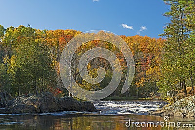 North Woods River Rushing to the Fall Stock Photo