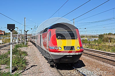 Northbound HST Leaves Peterborough Editorial Stock Photo