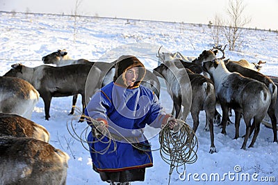 Northern aboriginals. Russia. Yamal. Nadym. Editorial Stock Photo