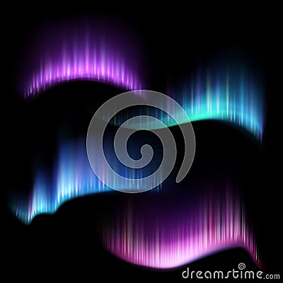 Northern aurora lights strips, borealis vector set Vector Illustration