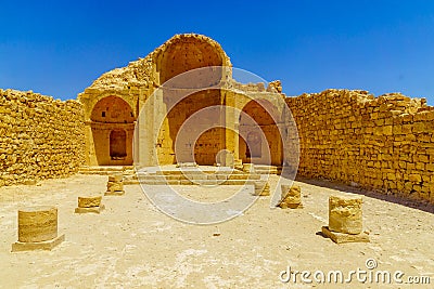 Northern church in the ancient Nabataean city Shivta, Negev Desert Stock Photo