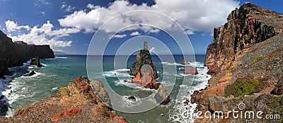 Northern coastline of Ponta de Sao Lourenco at Madeira - Panorama Stock Photo