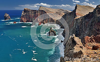 Northern coastline of Ponta de Sao Lourenco at Madeira, Portugal Stock Photo