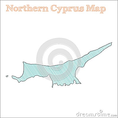 Northern Cyprus hand-drawn map. Vector Illustration