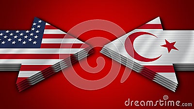 Northern Cyprus vs United States of America Arrow Flags Stock Photo