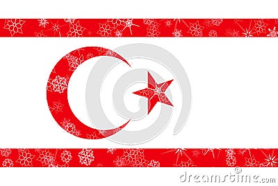 Northern Cyprus winter snowflakes flag Stock Photo