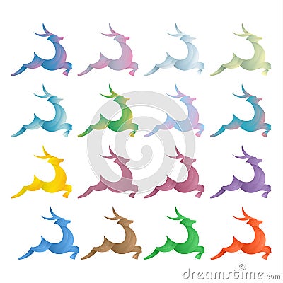 Northern deer jumping illustration of a gradient in the trend vector Vector Illustration
