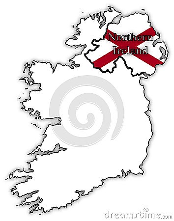 Northern Ireland Flag In Map Stock Photo