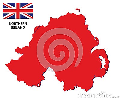 Northern ireland map with flag Vector Illustration