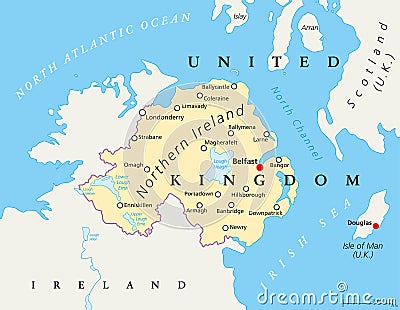 Northern Ireland Political Map Vector Illustration