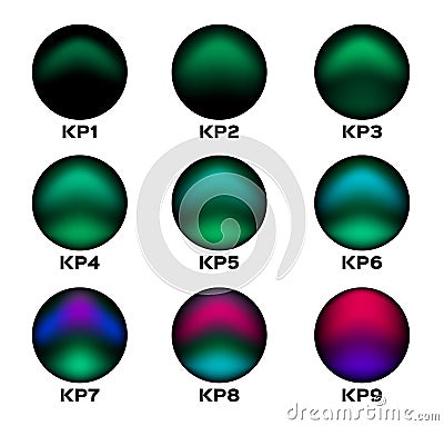 Northern light aurora kp level . icon and Vector Illustration