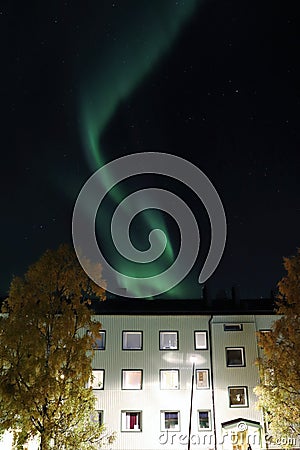 The northern light dances across the sky above LuleÃ¥ Stock Photo