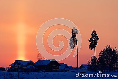 Northern light over a farm house in Iceland Stock Photo