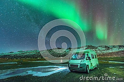 The Northern Lights (aurora borealis) as seen from Iceland. Stock Photo