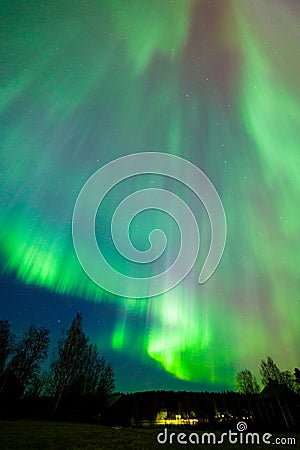 Northern lights aurora borealis landscape Stock Photo